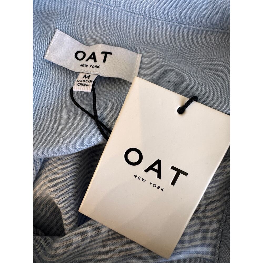 New OAT NEW YORK Women's Azure Blue Pockets Button Front Shirt Dress Size M - Picture 7 of 8